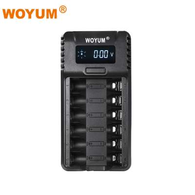 High quality woyum zk6 digital battery charger authentic 6 slots battery charger for Ni-mh Ni-cd battery